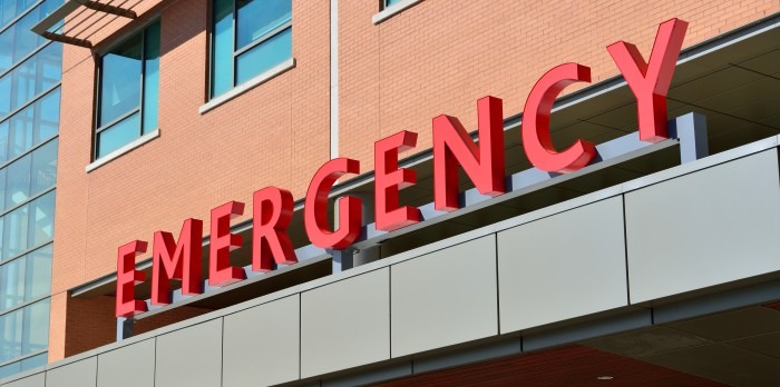 Emergency board outside hospital to represent payroll term medical reimbursement